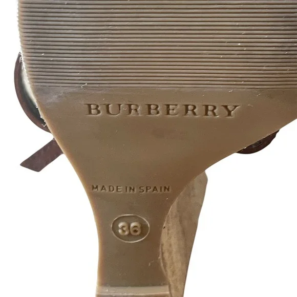Burberry Brown Leather T-Strap Espadrille Wedge Sandals Size 36 - Picture 8 of 9